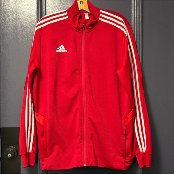 adidas Tops - Adidas Tiro Jacket Full Zip Red White Side Zip Pockets Large